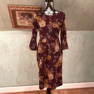 Gilli maroon knee-length floral dress